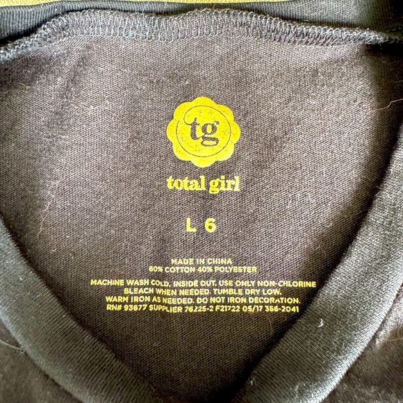 Total Girl, Ling Sleeve, Black, Unicorn, Top, Size 6 - Picture 3 of 3